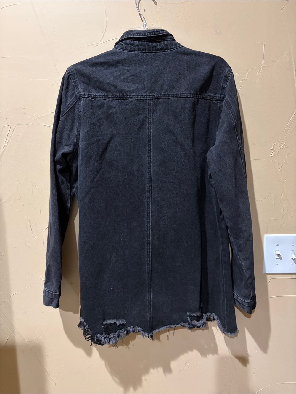 Distressed Black Button-Up Shacket - Picture 2 of 2